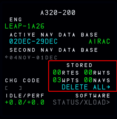 MCDU DATA A/C STATUS